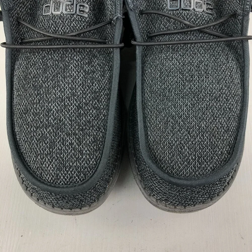 Hey Dude Unisex Size 9M 11W Wally Sox Micro Total Black Slip On Casual Shoes